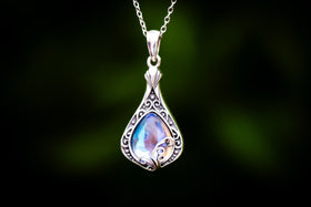 Silver Floral Moonstone Keepsake Urn Necklace