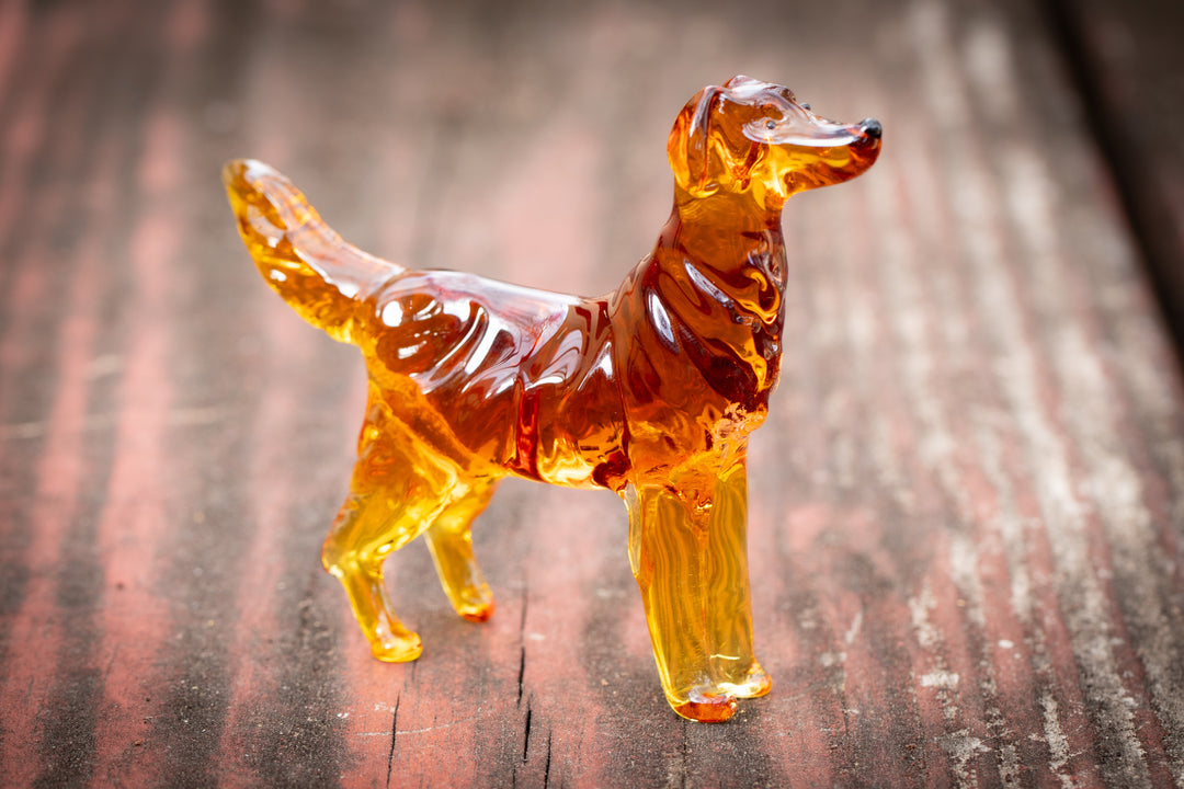 dog figurine with cremation ash