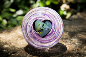 dove glass orb with cremation ash