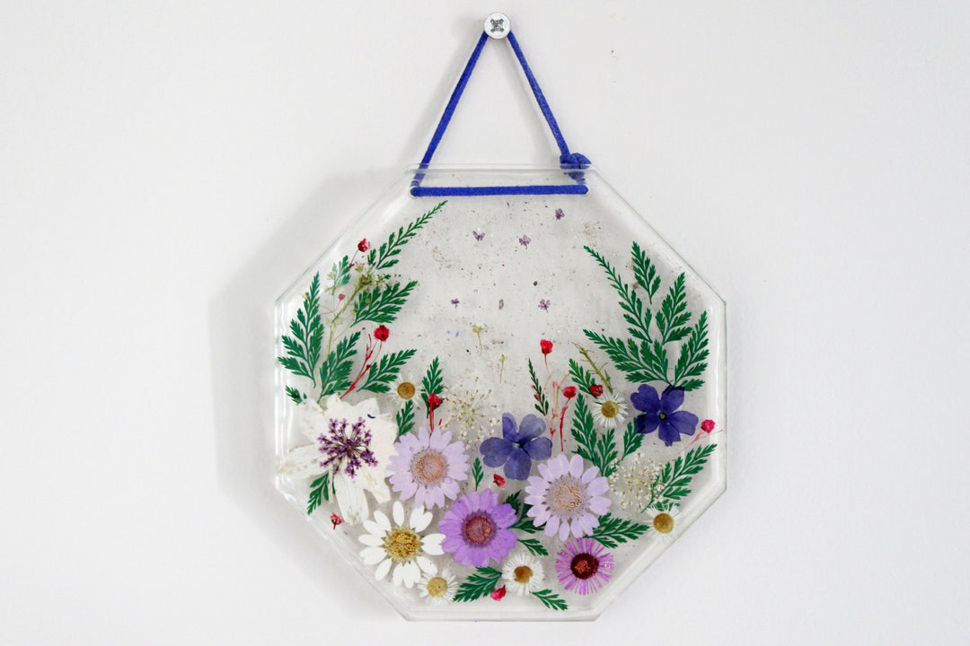 floral suncatcher with cremation ash