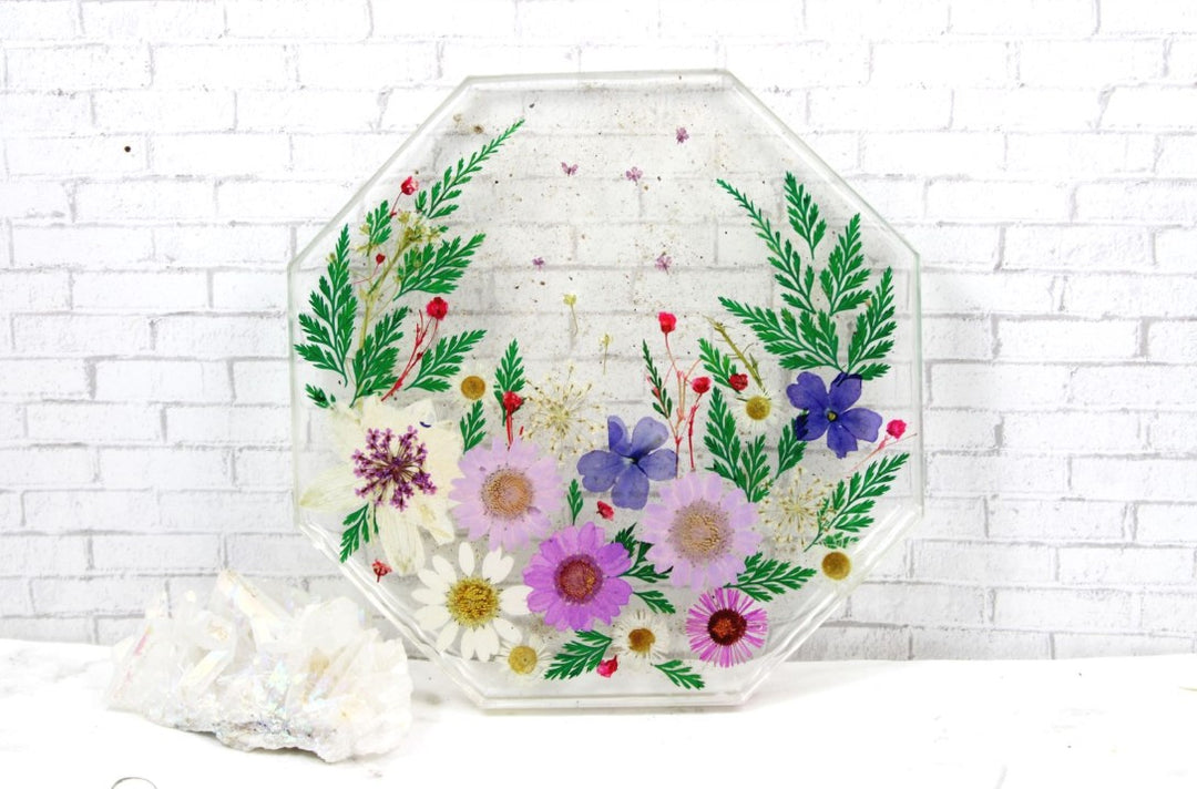 floral suncatcher with cremation ash