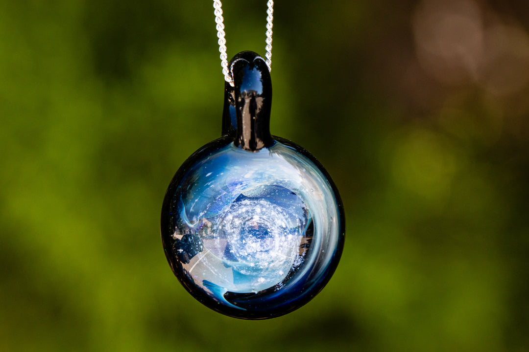 fumed spin pendant with cremation ash