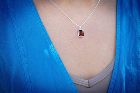 small garnet pendant for cremation ash