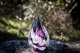 cremation glass flame with cremation ash from pets and people