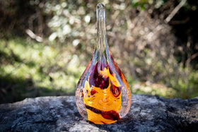 cremation glass flame with cremation ash from pets and people
