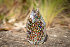 glass owl with cremation ash