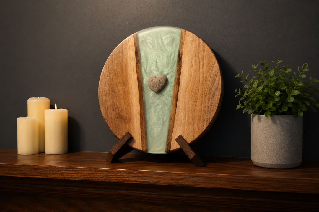 lazy susan with cremation ash
