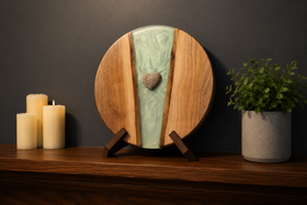 lazy susan with cremation ash