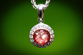 sterling silver circle pendant with cremation ash