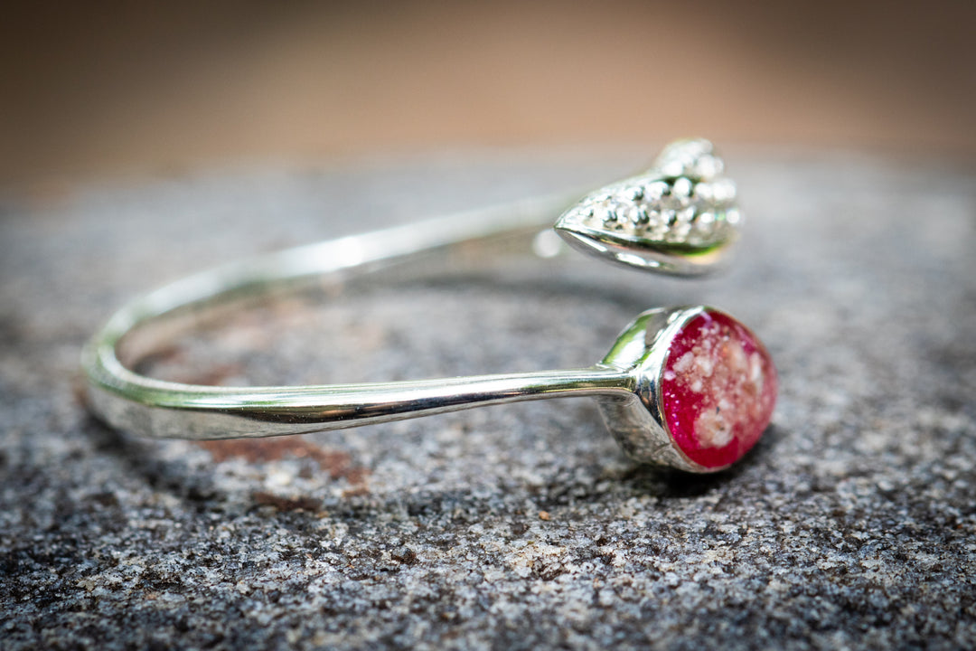 Bedazzled Leaf Cremation Ring - Adjustable