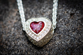 heart pandora bead with cremation ash