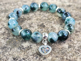 moss agate bracelet with cremation ash
