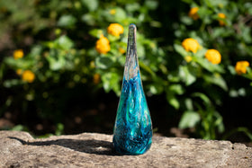 ocean wave flame with cremation ash