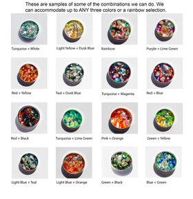 Color options chart for Rhodonite Opal Healing Bracelet showing assorted opal color pairings.