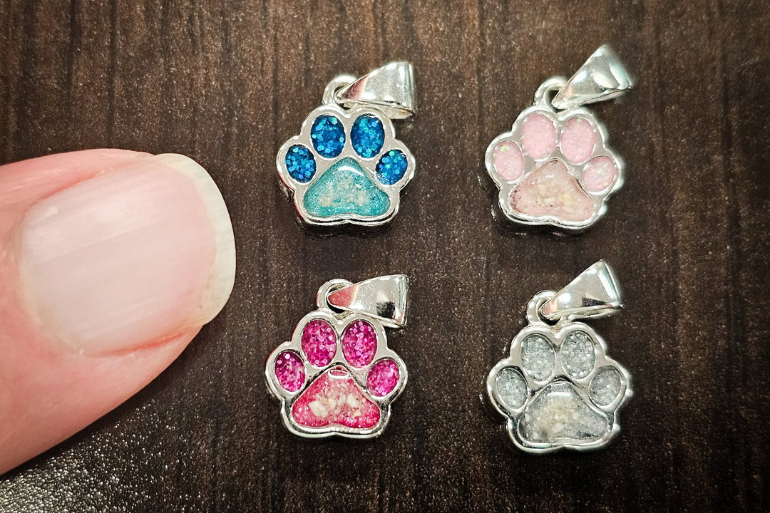 pawprint pendant with cremation ash