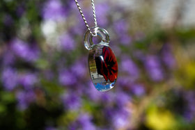 Poppy Glass Touchstone or Pendant with Infused Cremation Ashes