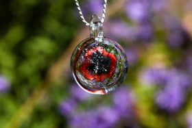 Poppy Glass Touchstone or Pendant with Infused Cremation Ashes