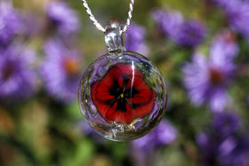 Poppy Glass Touchstone or Pendant with Infused Cremation Ashes