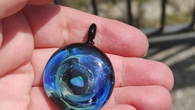 Deep Space Pendant with Opal Planet and Cremation Ashes