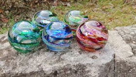 Vibrant Memorial Helix Orb with Cremains