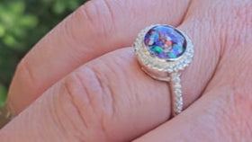 Bedazzled Circle Opal Cremation Ring