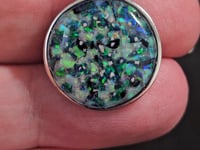 Circle Opal Pendant with Ash - Engravable
