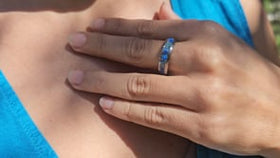 steel ring with cremation ash