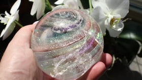 Illuminated Dichroic Rainbow Orb with Cremains