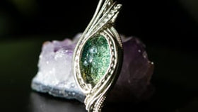 Madison Wire Wrapped Pendant with Infused Cabochon