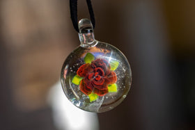 Rose Touchstone or Pendant with Infused Cremation Ashes