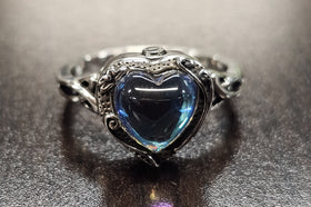 silver crystal heart ring