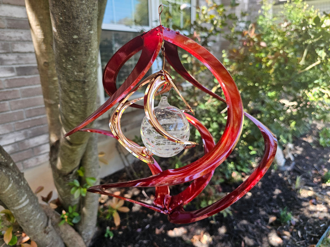 red spinner with cremation ash