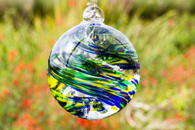 glass orb with ash spring confetti