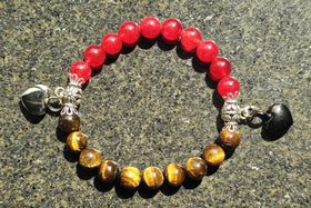 Tiger Eye and Red Jade Healing Bracelet