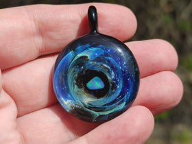 space pendant with opal