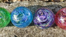 Dichroic Explosion Orb with Cremation Ash