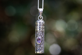 Amethyst cylinder pendant urn