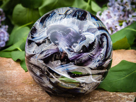 Ashes in glass orb for rememberance of people and pets