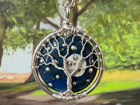 blue tree of life with ashes pendant
