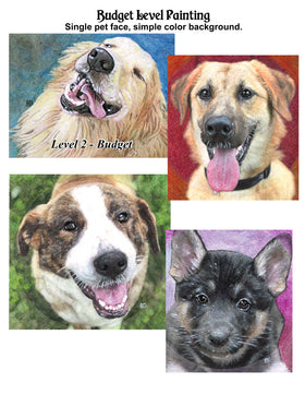 Hand Drawn and Painted Pet Portraits with Optional Cremation Ashes