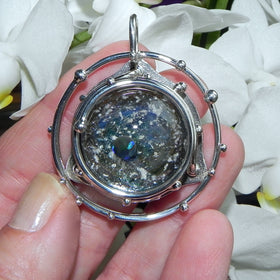 Caged Glass Galaxy Pendant with Opal