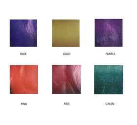 Filip Color Chart. Top row, left to right: Blue, gold, purple. Bottom row, left to right: Pink, red, green.