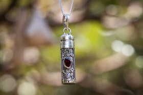 Garnet cylinder pendant urn