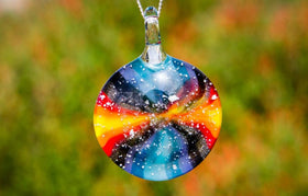 Tye Dye Circle Pendant with Infused Cremation Ash