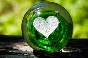 Heart snowfall Orb with cremation ashes