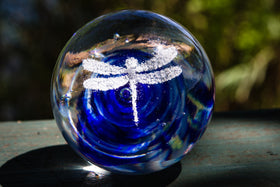 Snowfall Dragonfly Orb with cremation ashes
