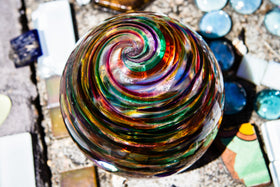 Ribbed Spiral Optic Egg with Cremains