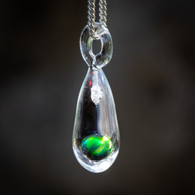 Dainty Drop Pendant with Opal