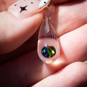 Dainty Drop Pendant with Opal