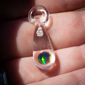 Dainty Drop Pendant with Opal